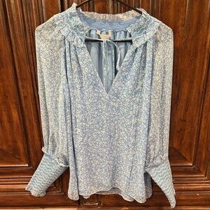 Jonathan Simkhai Blue Floral Blouse